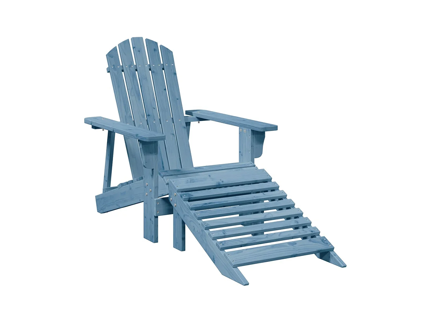 Chaise Adirondack avec pouf bleu bois massif de sapin