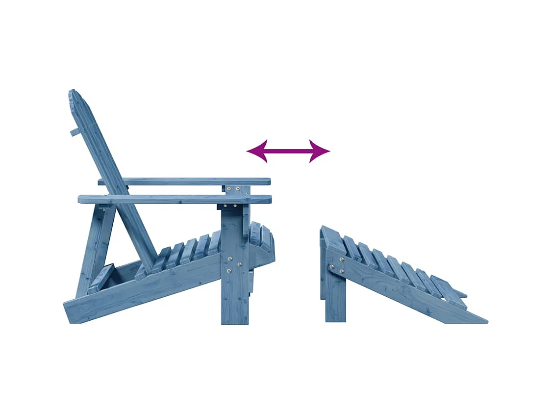 Chaise Adirondack avec pouf bleu bois massif de sapin