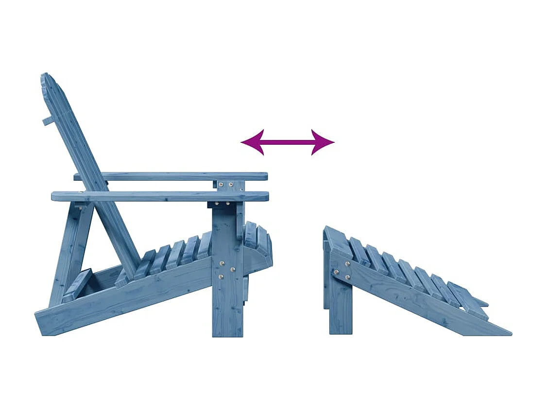 Sedia Adirondack con pouf blu in legno massello di abete