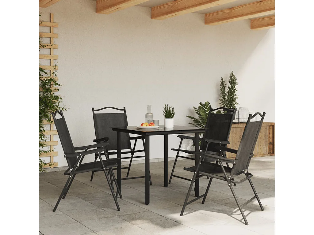 Chaises de jardin pliables lot de 4 en acier et textilène