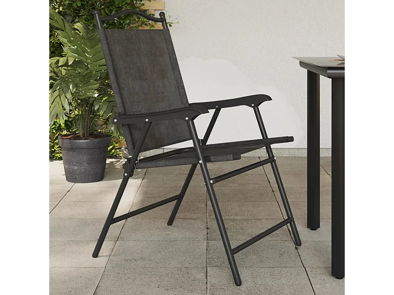 Chaises de jardin pliables lot de 4 en acier et textilène