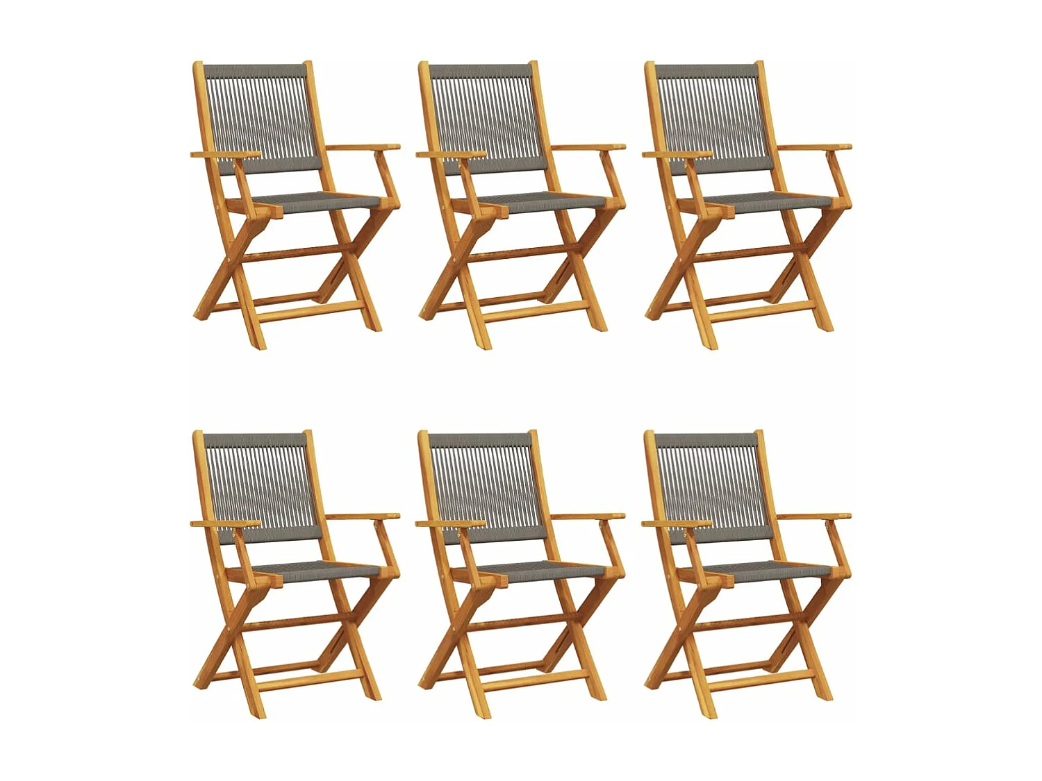 Chaises de jardin pliables lot de 6 gris bois d'acacia massif