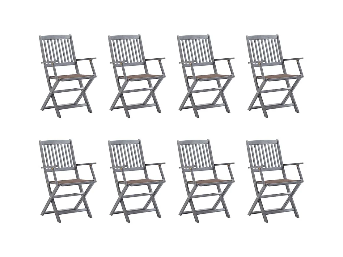 Chaises pliables d'extérieur lot de 8 et coussins Bois d'acacia
