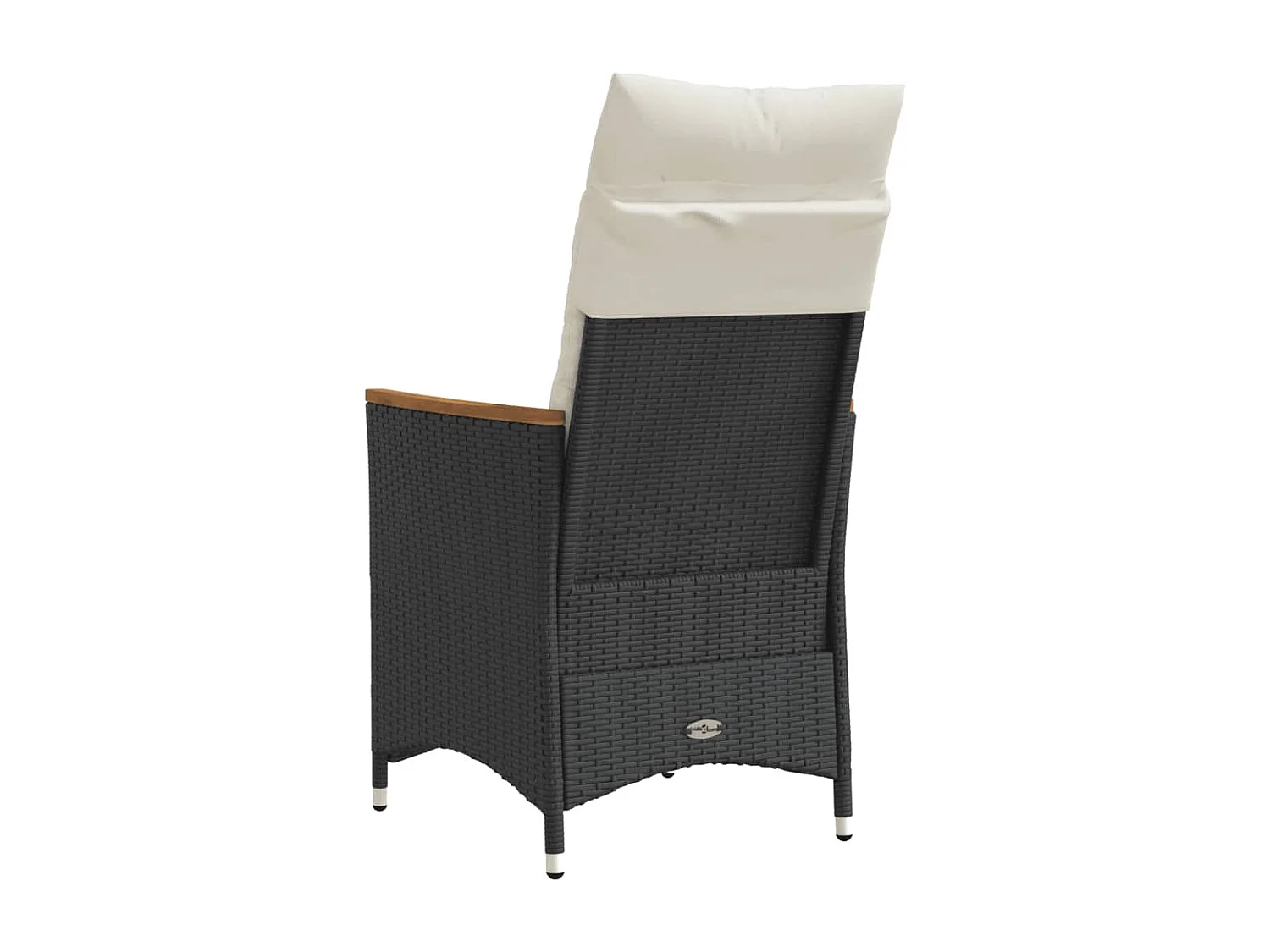 Chaise inclinable de jardin avec coussins noir résine tressée