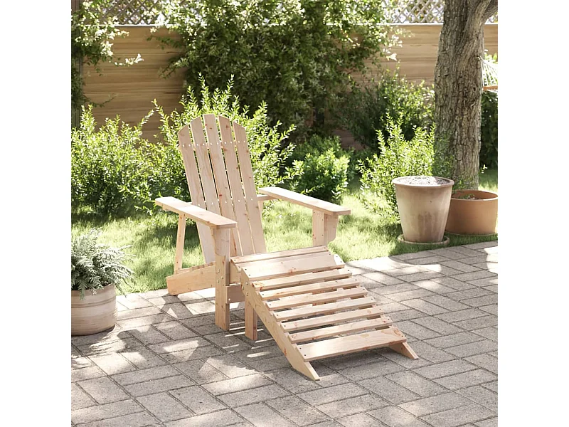 Chaise Adirondack avec pouf bois massif de sapin