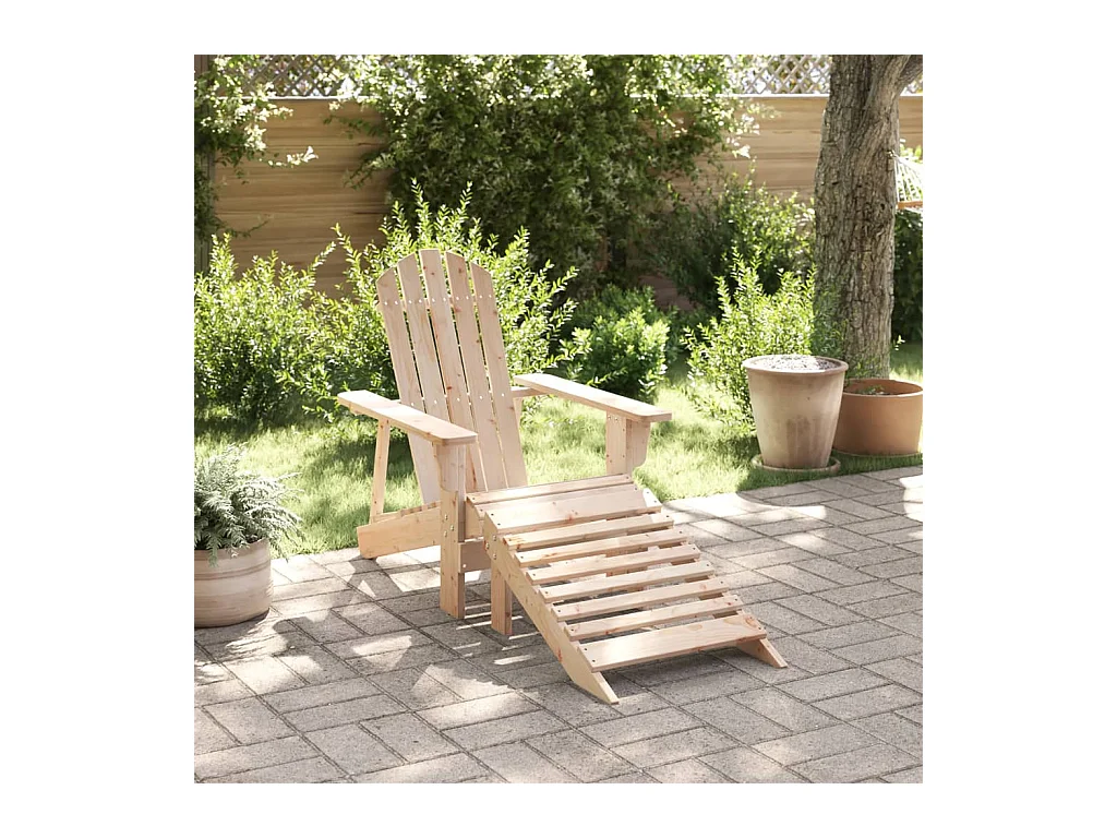 Chaise Adirondack avec pouf bois massif de sapin