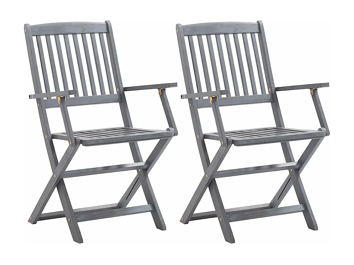 Chaises pliables d'extérieur lot de 2 et coussins Bois d'acacia