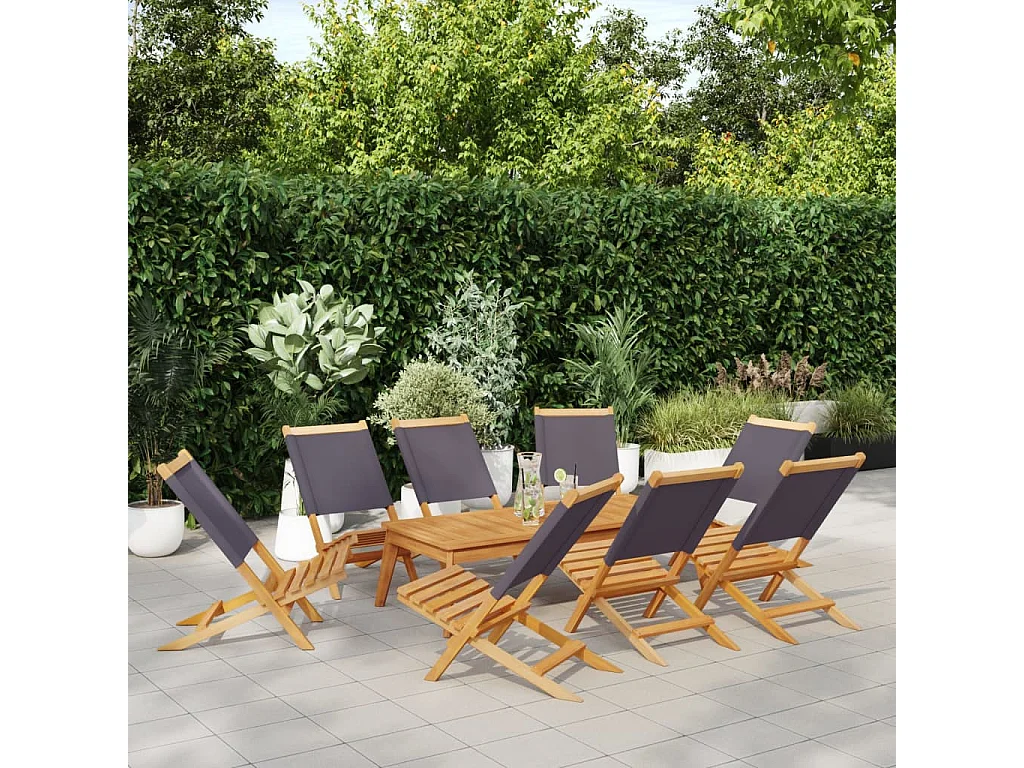 Chaises de jardin pliantes lot de 8 tissu et bois massif