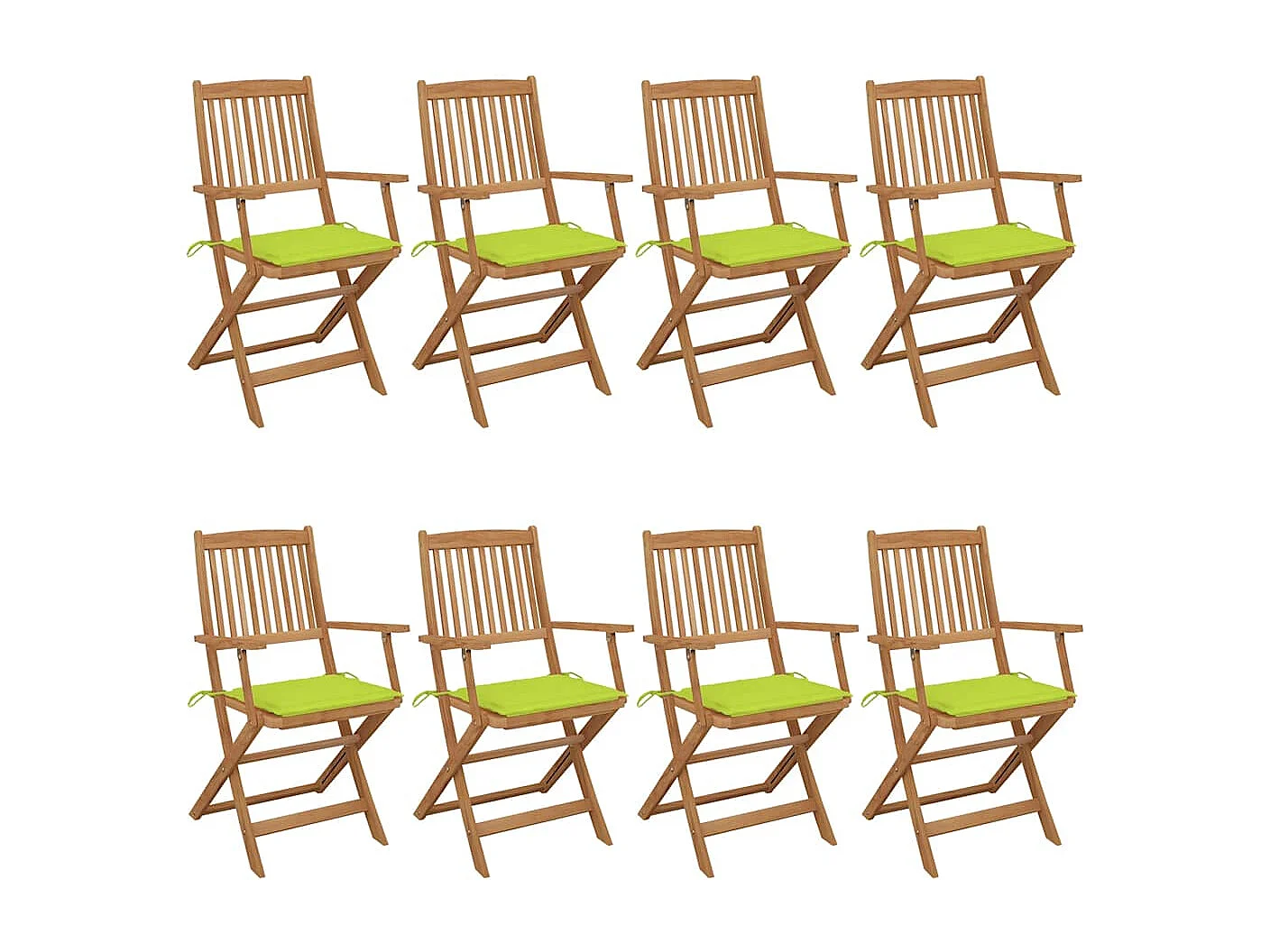 Chaises pliables de jardin lot de 8 avec coussins Bois d'acacia