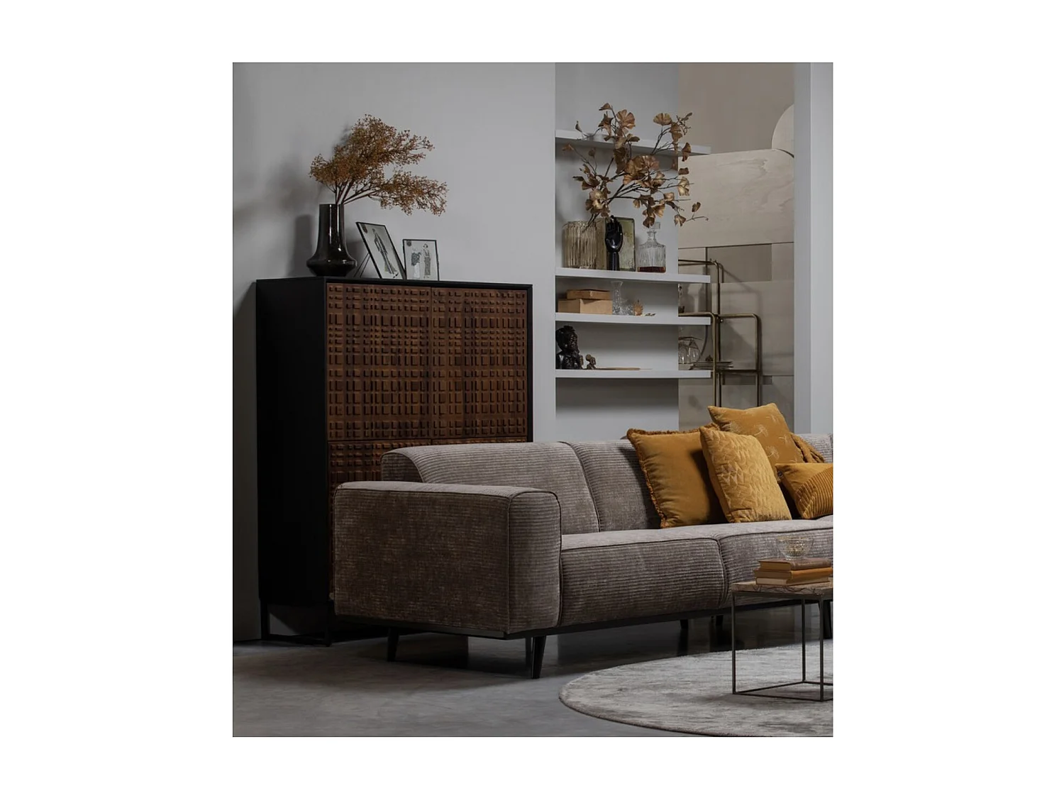 Canapé moderne 4 places en tissu côtelé STATEMENT