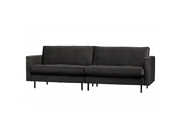 RODEO - Canapé 3 places velours gris foncé