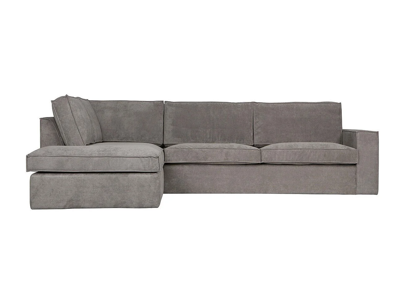 THOMAS - Canapé d'angle gauche 5 places en velours côtelé gris vert