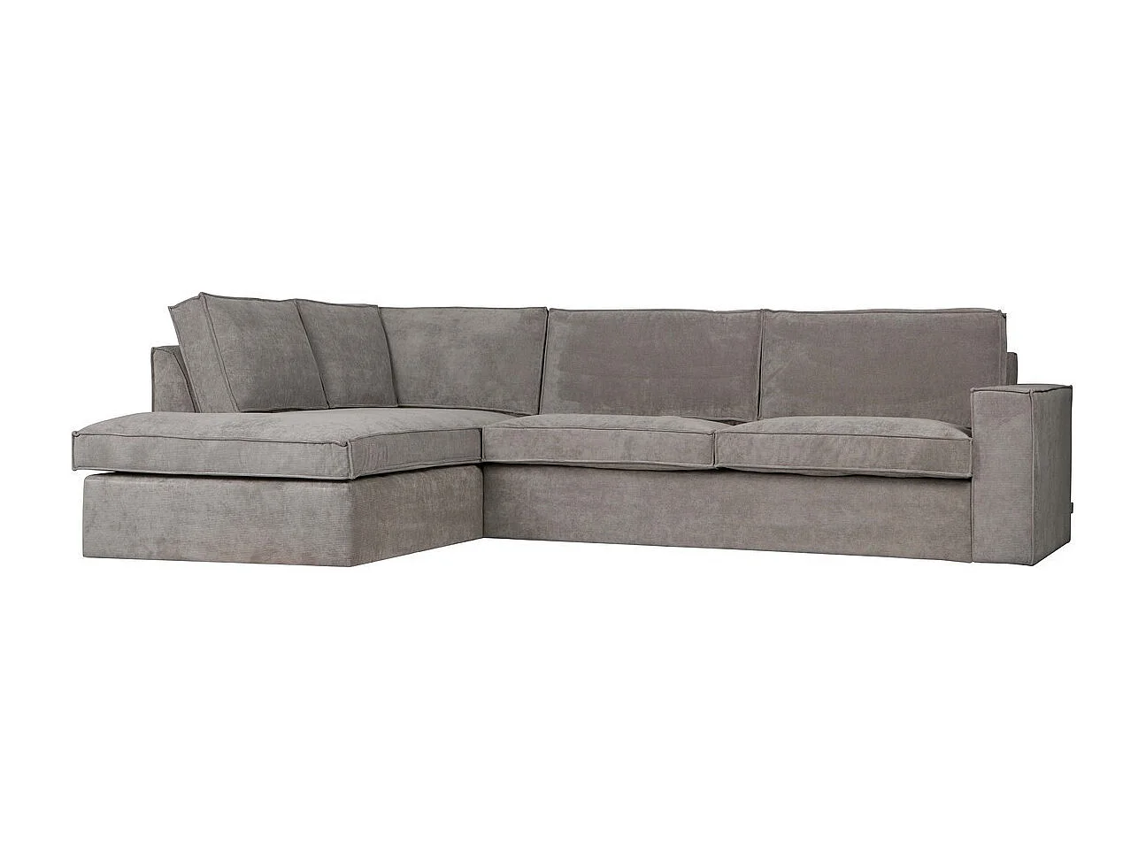 THOMAS - Canapé d'angle gauche 5 places en velours côtelé gris vert