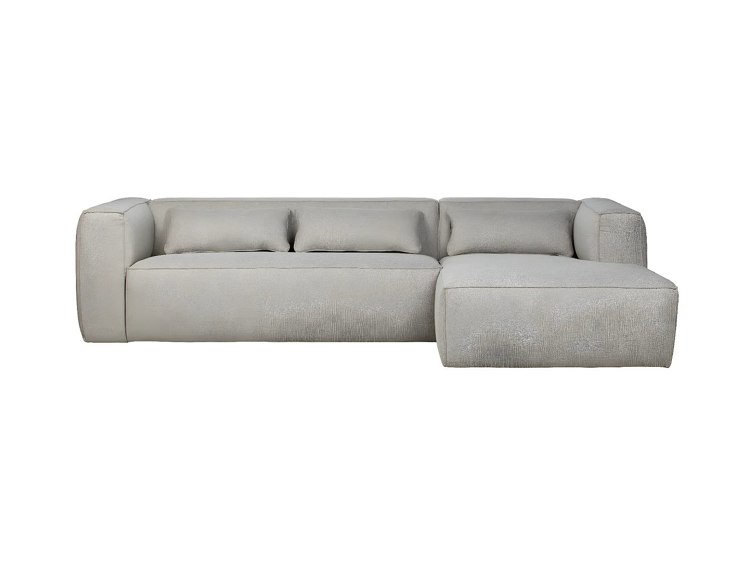 BEAN - Canapé d'angle droit 5 places en tissu gris