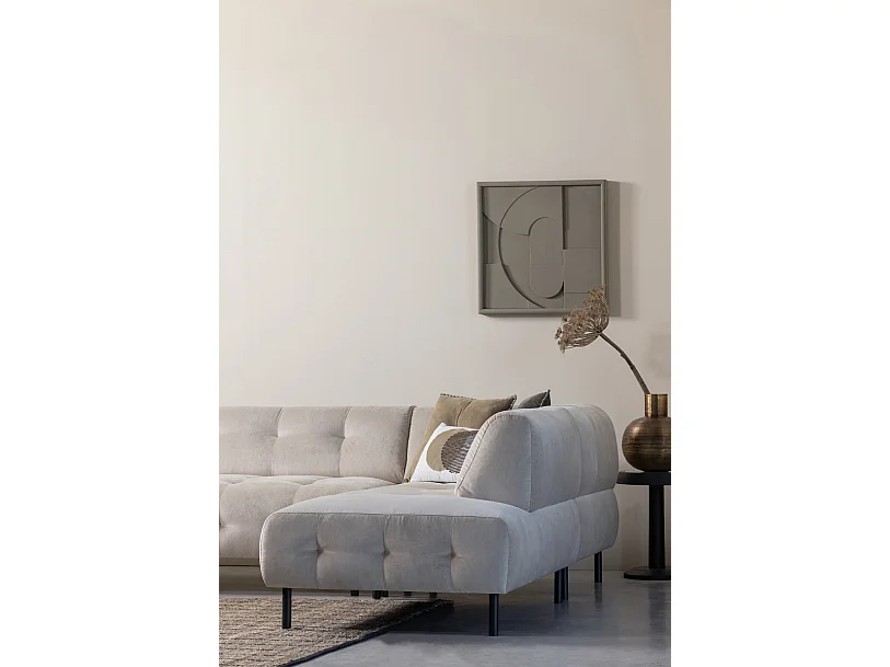 LLOYD - Canapé d'angle droit 5 places en velours sable