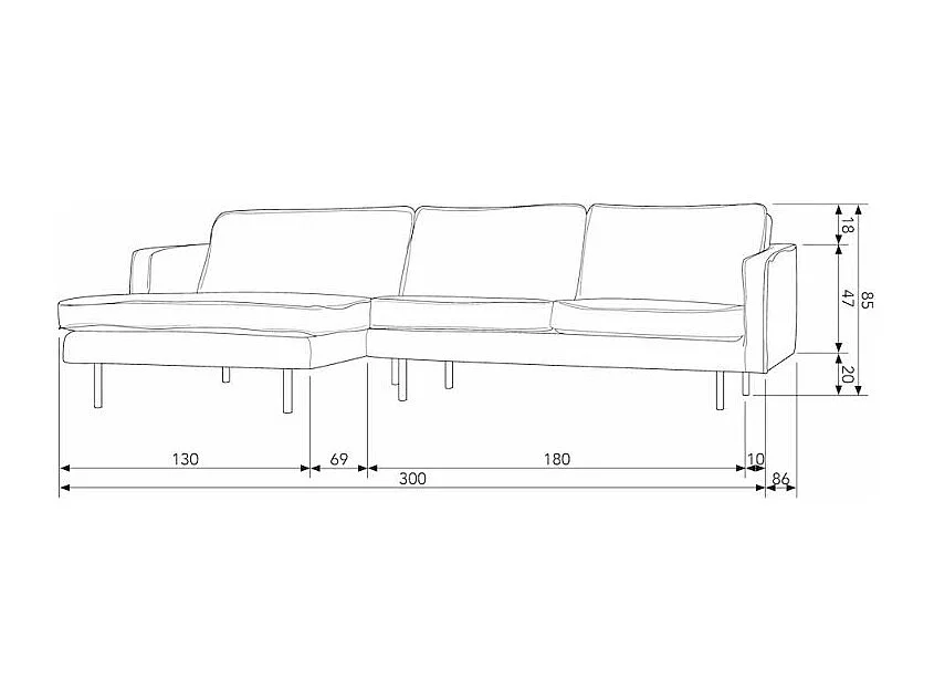 RODEO - Canapé d'angle gauche 4 places en cuir recyclé marron