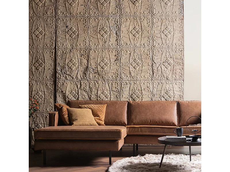 Grand canapé d'angle gauche cuir rétro COLORADO