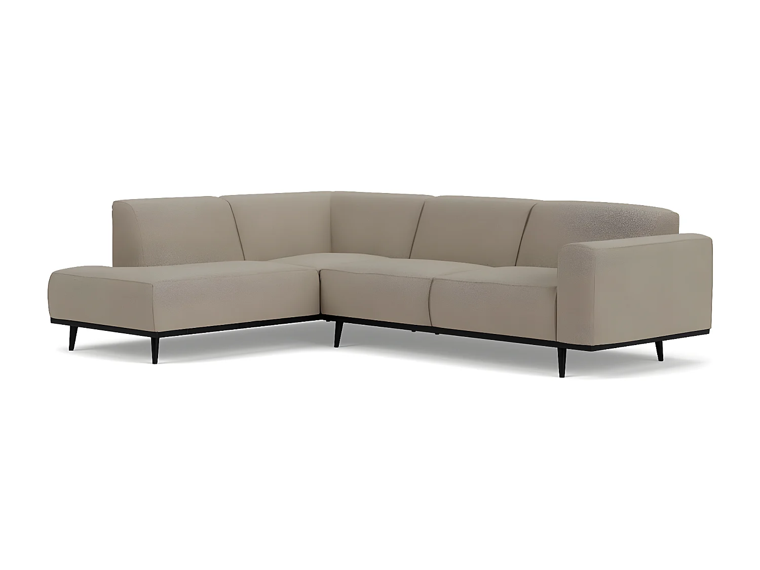 STATEMENT - Canapé d'angle gauche 4 places en tissu bouclé beige