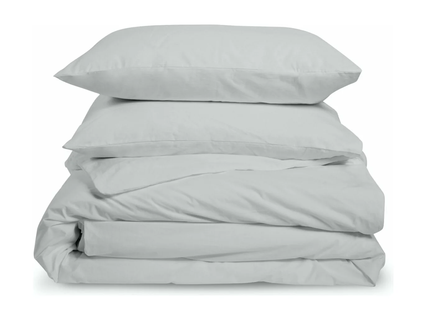 Parure de lit unie 1 personne percale de coton : Housse 140x200cm+ 1 taie 65x65cm- Gris Clair