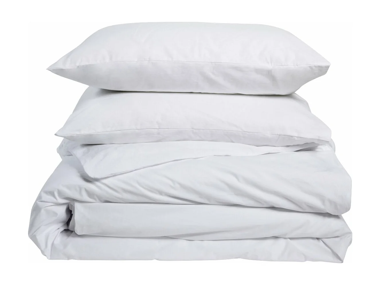 Parure de lit unie 2 personnes percale de coton : Housse 220x240cm+ 2 taie 65x65cm- Blanc