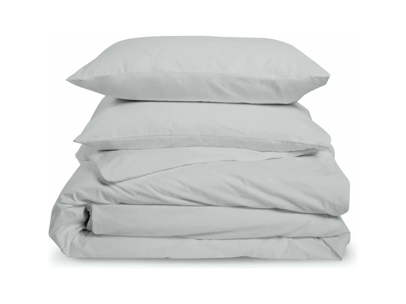Parure de lit unie 2 personnes percale de coton : Housse 220x240cm+ 2 taie 65x65cm- Gris Clair
