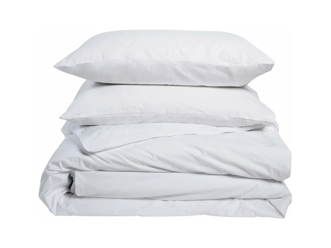 Parure de lit unie 1 personne percale de coton : Housse 140x200cm+ 1 taie 65x65cm- Blanc