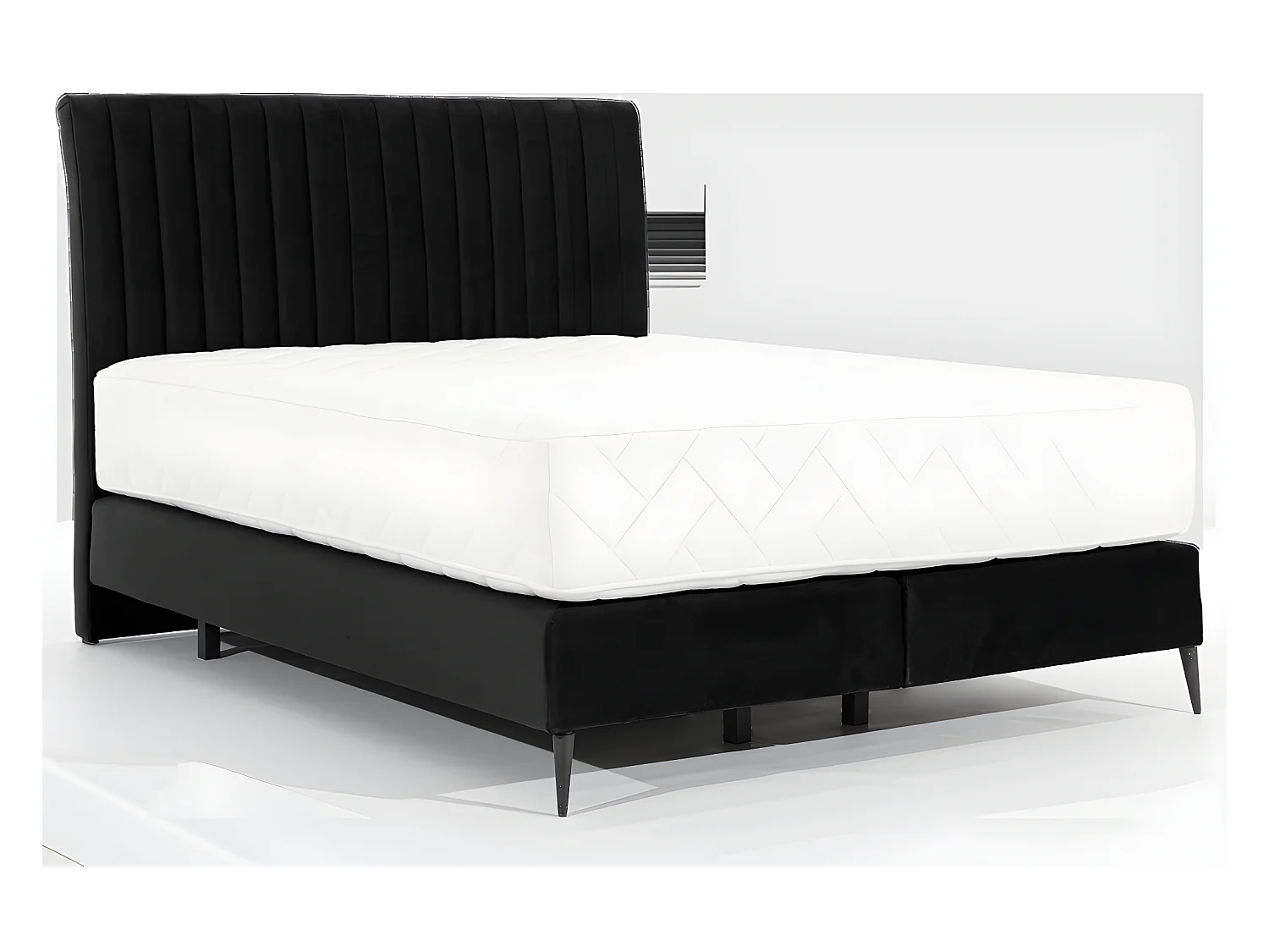 Ensemble lit + sommier + matelas en tissu velours noir - 140x200 cm - BLASIO de VENESETTI