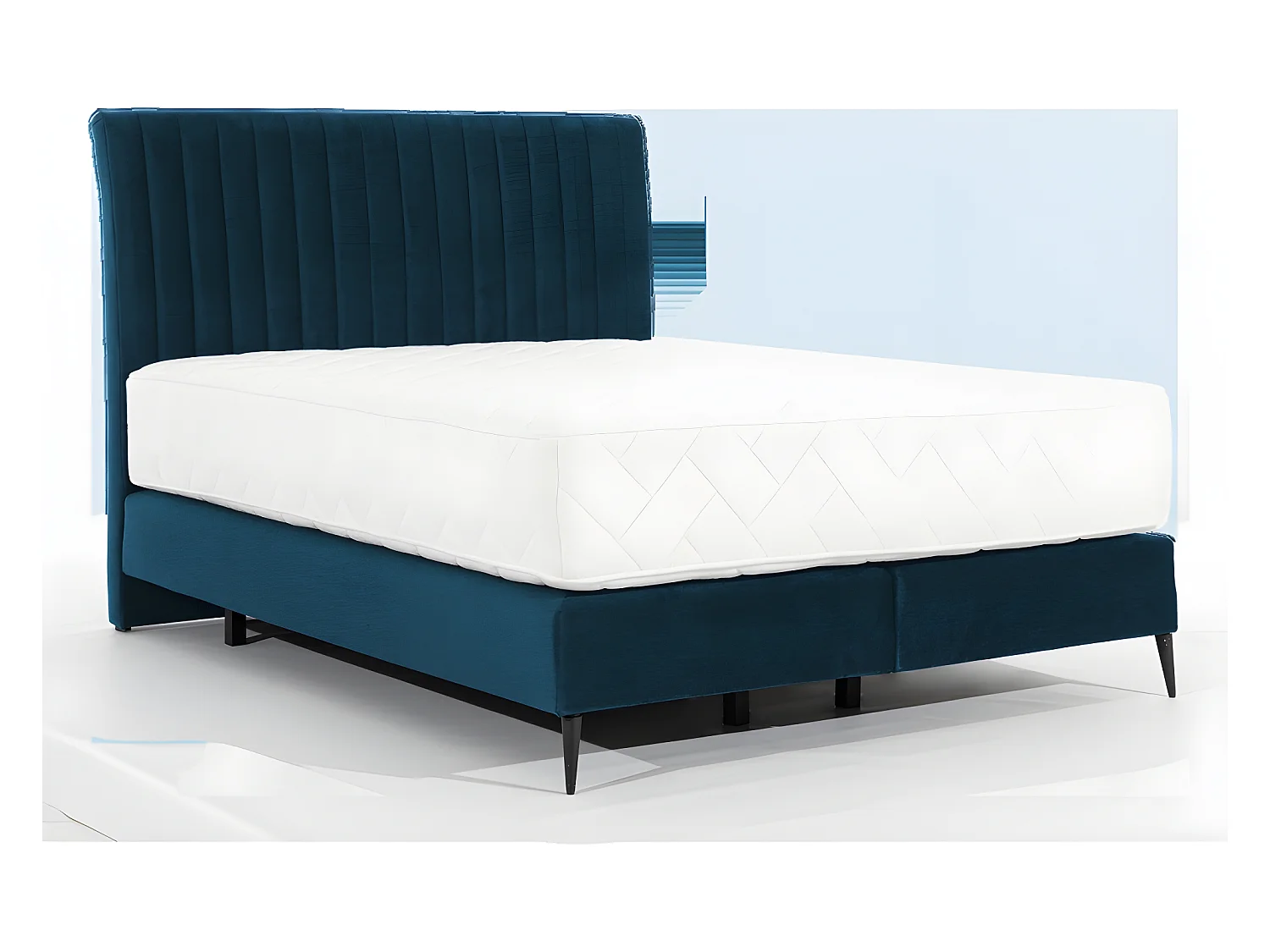 Bed + Boxspring + Matras in Donkerblauwe Velours Stof 180x200 cm BLASIO van VENESETTI