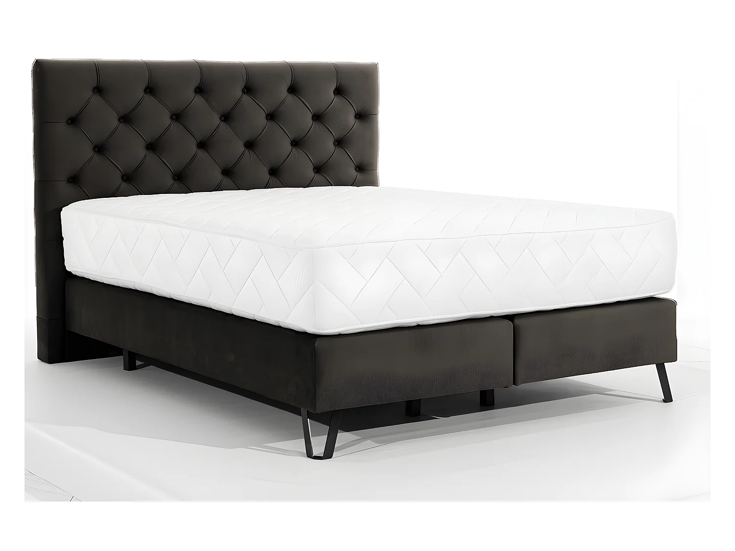 Ensemble lit + sommier + matelas - velours chocolat - 180x200 cm - CORSICA