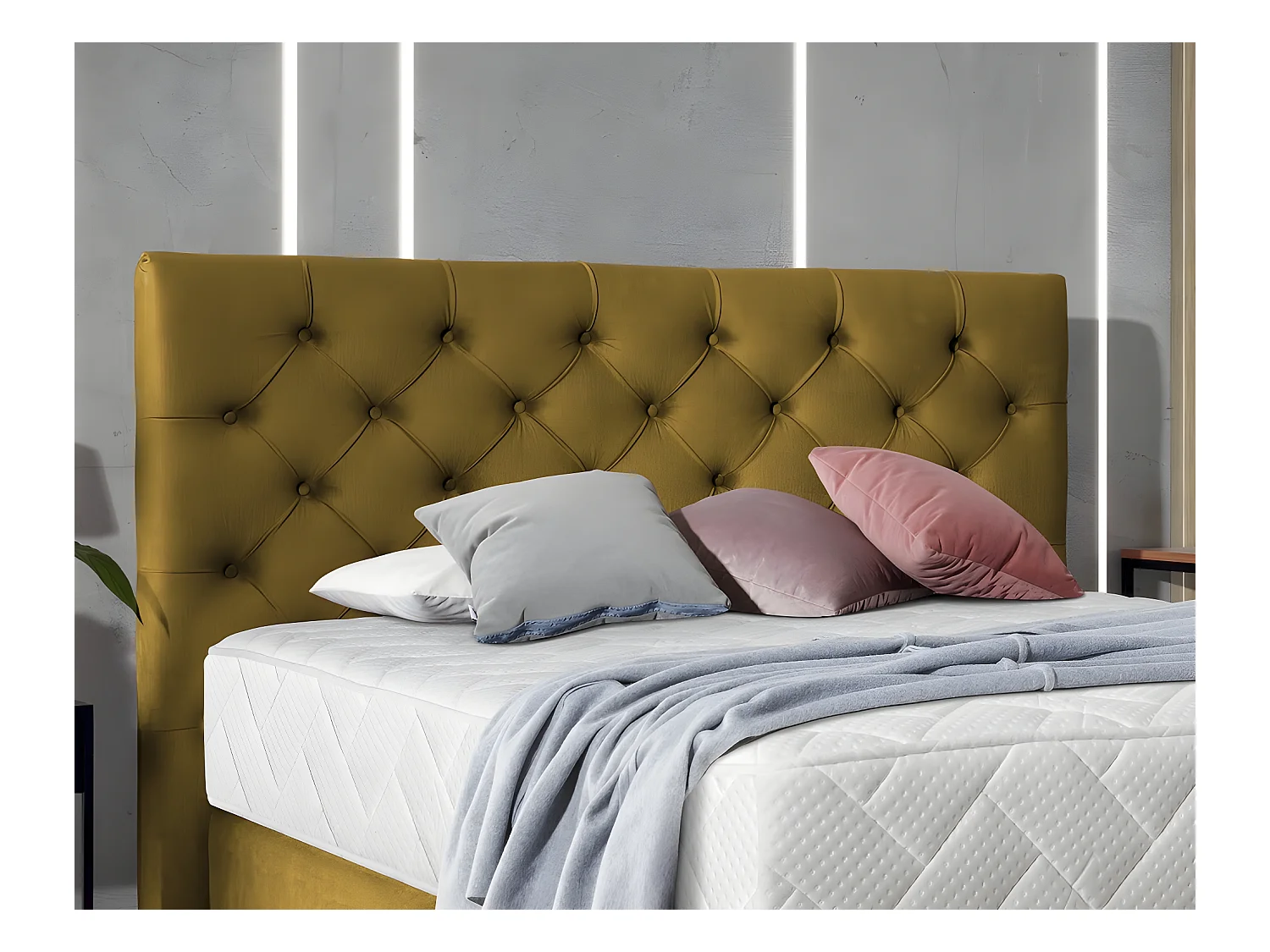 Ensemble lit + sommier + matelas - velours cuivre - 160x200 cm - CORSICA