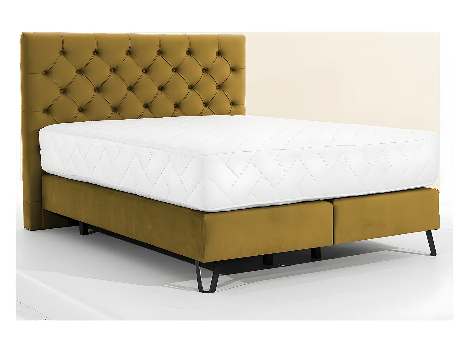 Ensemble lit + sommier + matelas - velours cuivre - 160x200 cm - CORSICA