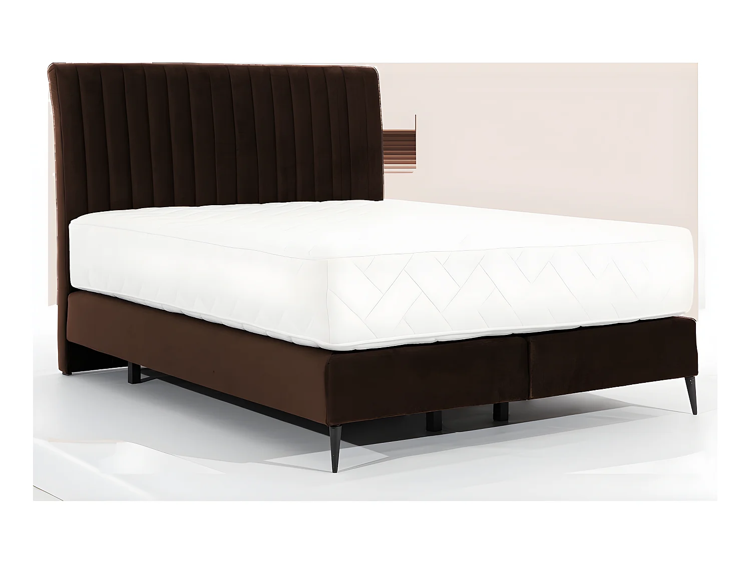 Ensemble lit + sommier + matelas tissu velours chocolat - 140x200 cm - BLASIO de VENESETTI
