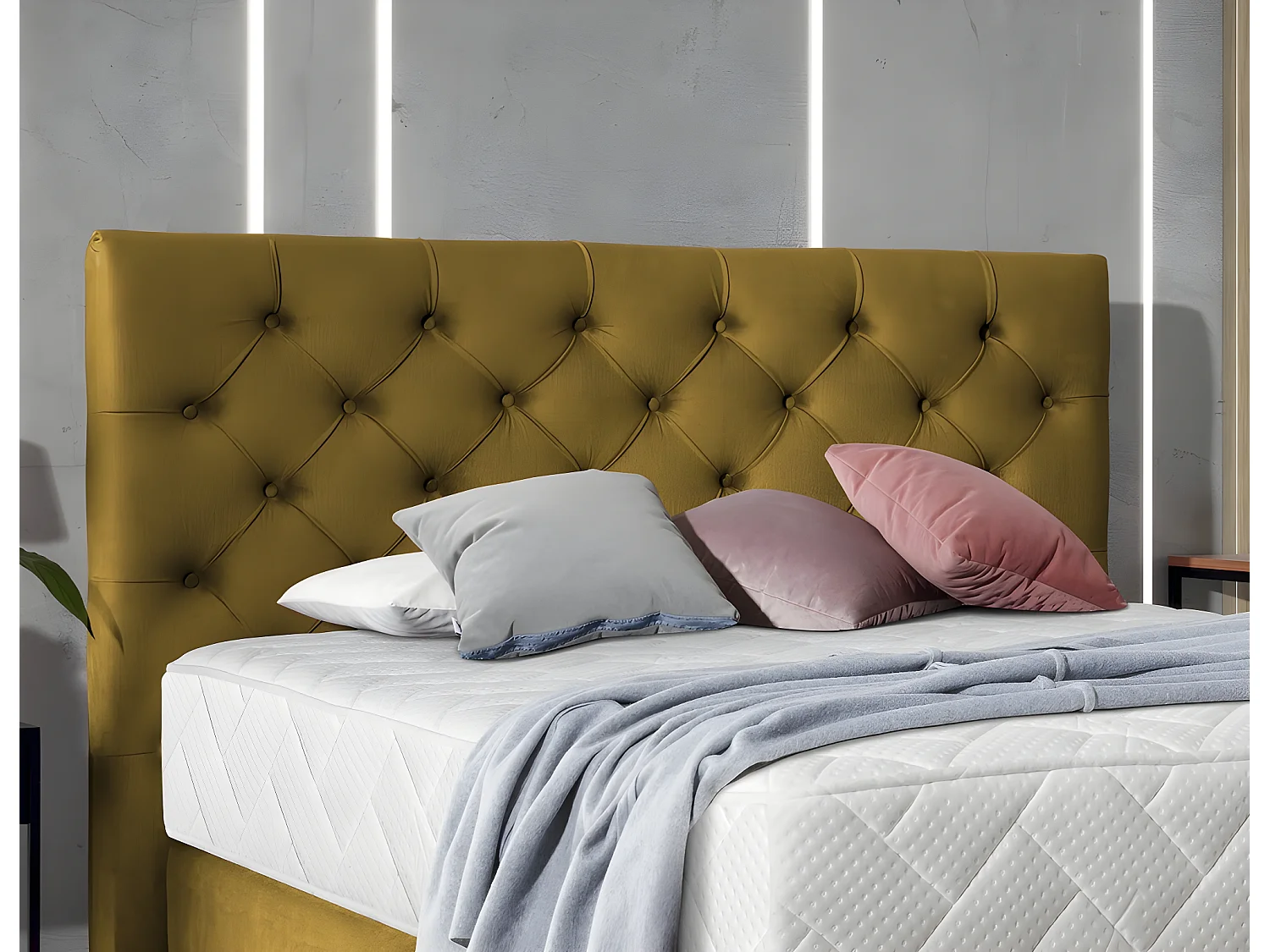 Ensemble lit + sommier + matelas - velours cuivre - 180x200 cm - CORSICA