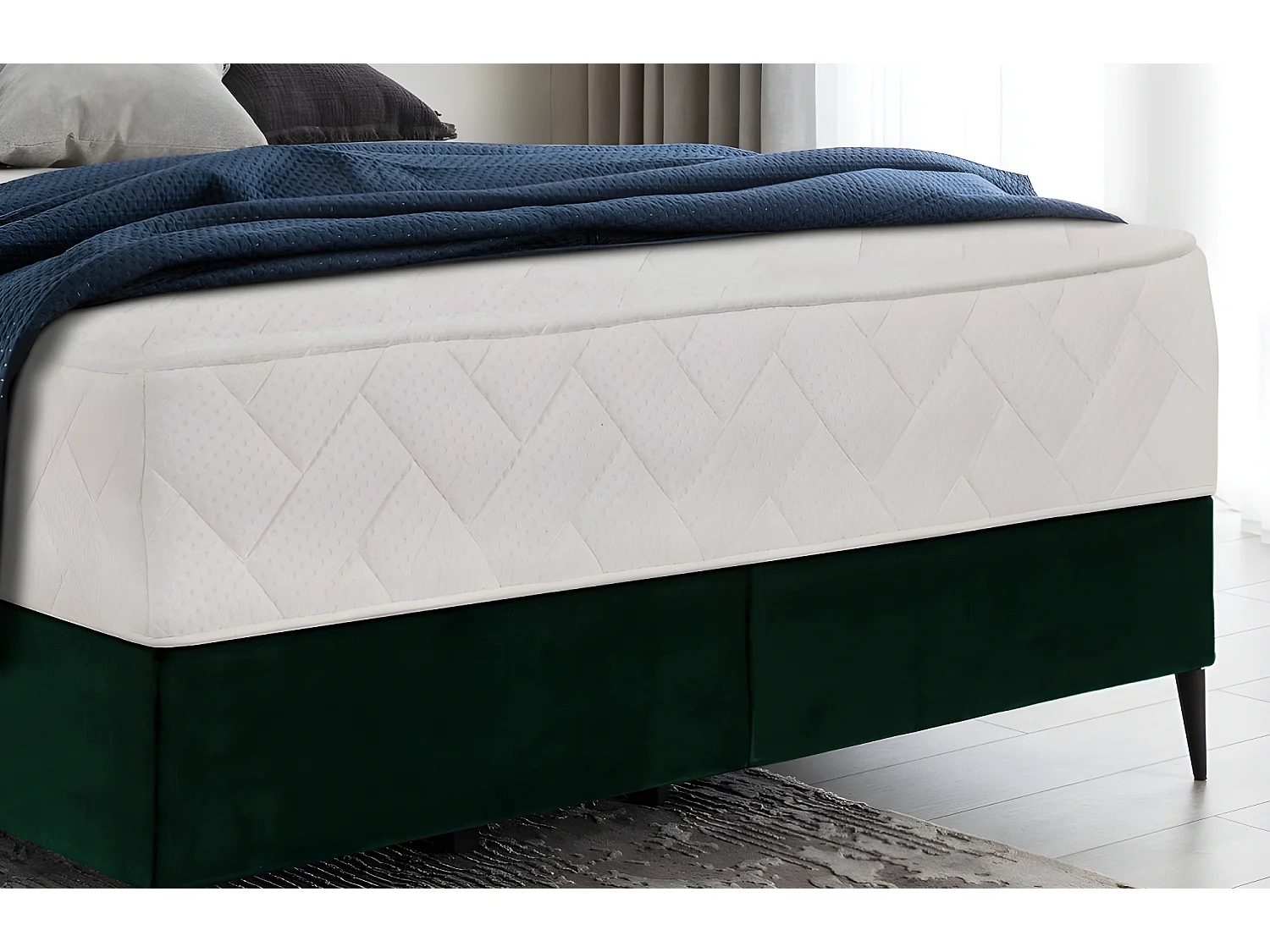 Ensemble lit + sommier + matelas BLASIO de VENESETTI - velours chocolat - 180x200 cm