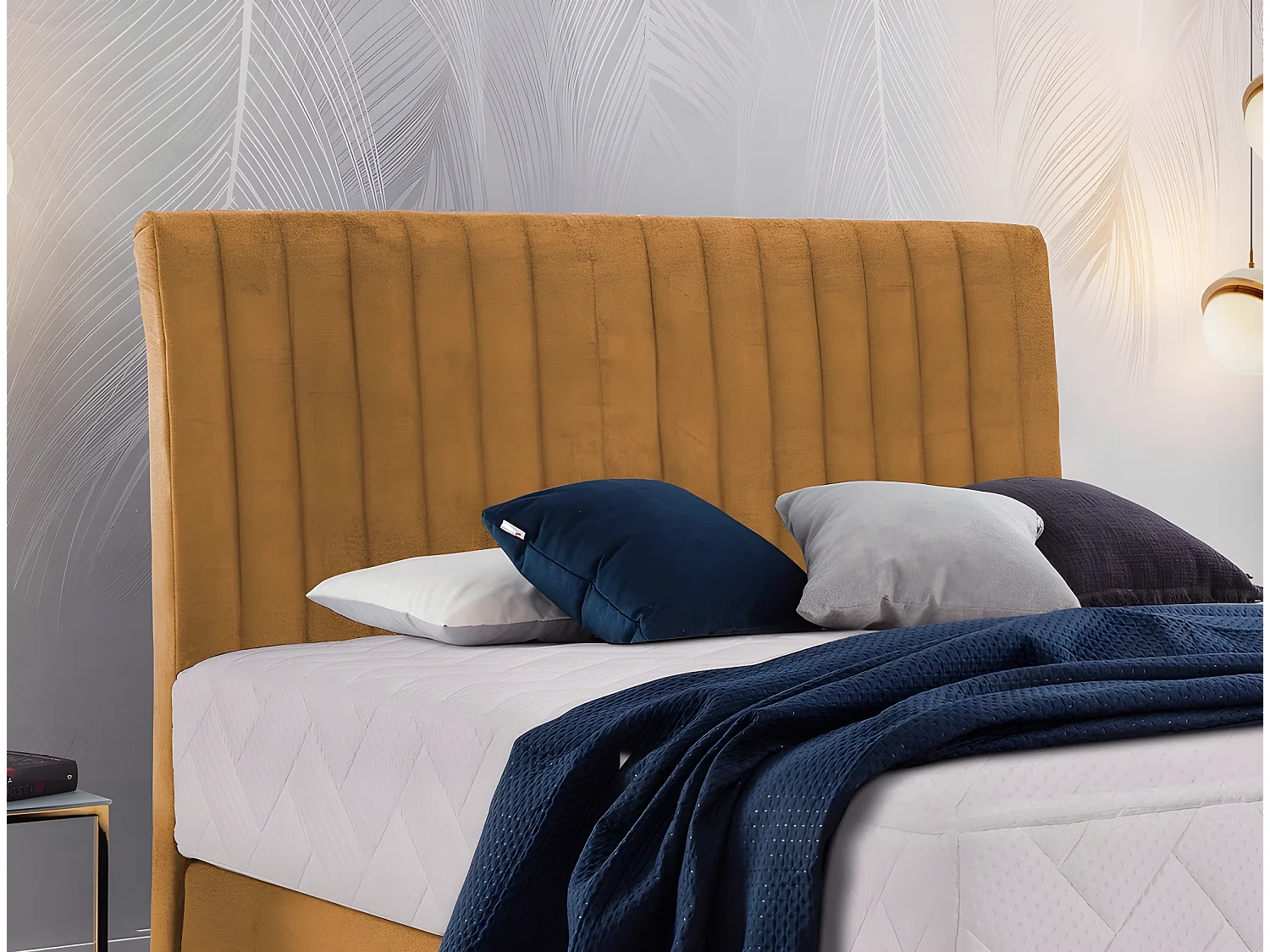 Ensemble lit + sommier + matelas tissu velours cuivre - 160x200 cm - BLASIO de VENESETTI