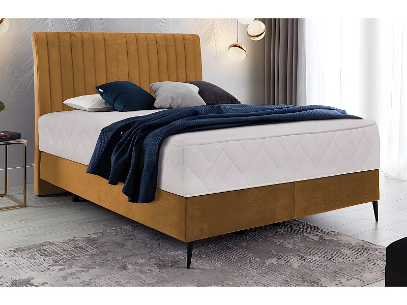 Ensemble lit + sommier + matelas tissu velours cuivre - 160x200 cm - BLASIO de VENESETTI