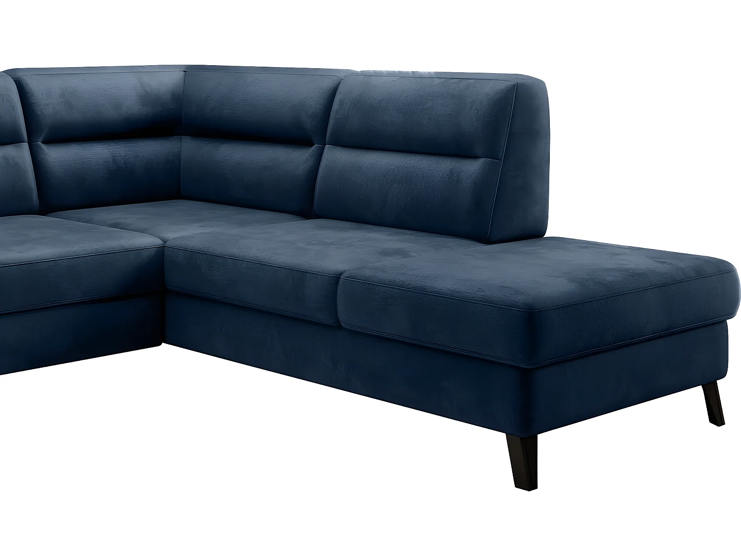 Canapé d'angle convertible - CASTA VELOURS - en tissu Luxe, bleu, 5/6 places, angle droit (vu de face)