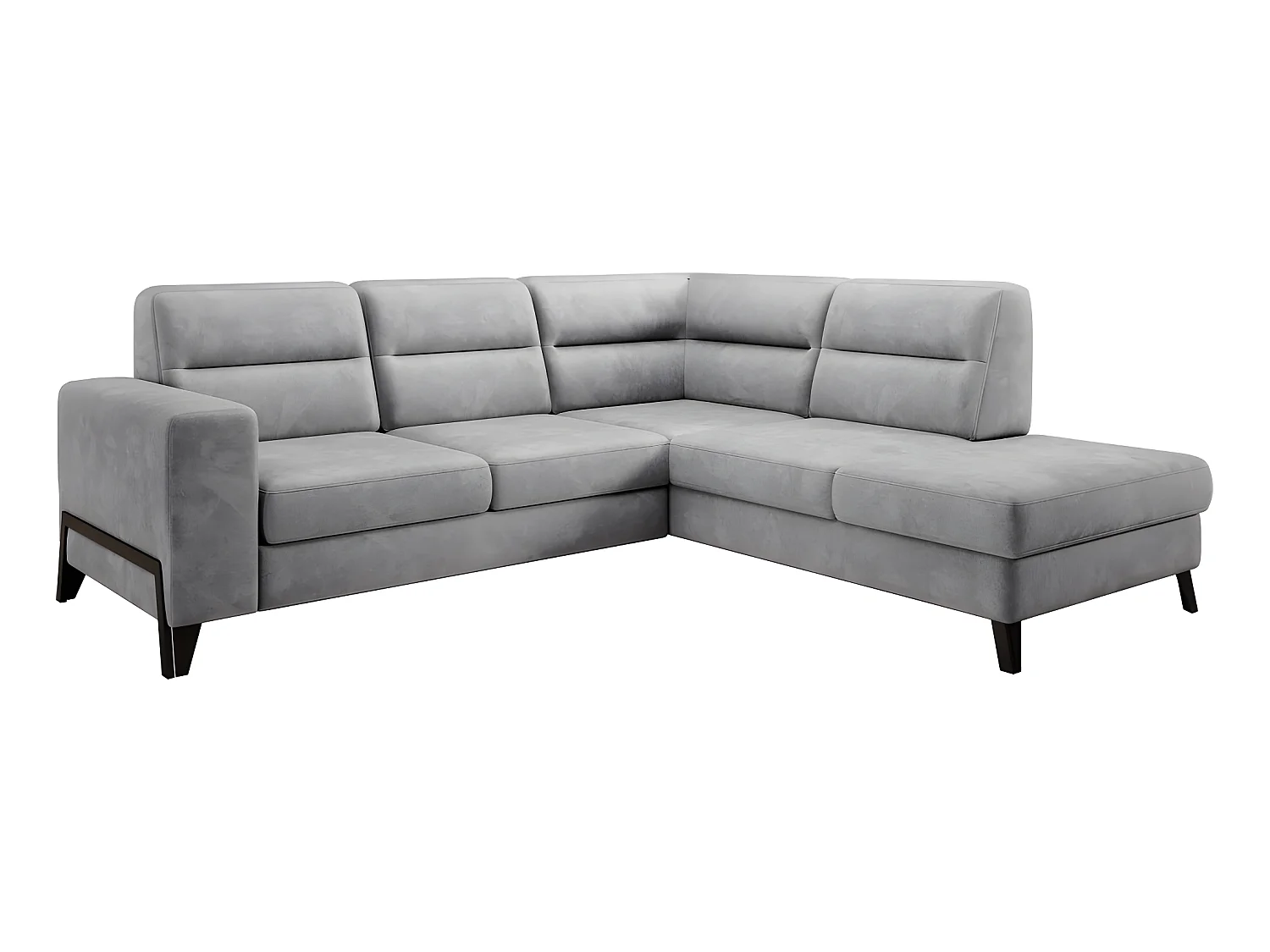 Canapé d'angle convertible - CASTA VELOURS - en tissu Luxe, gris, 5/6 places, angle droit (vu de face)