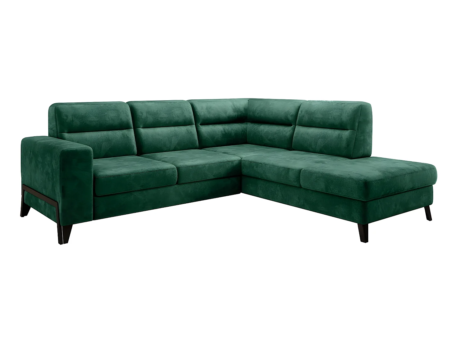Canapé d'angle convertible - CASTA VELOURS - en tissu Luxe, vert, 5/6 places, angle droit (vu de face)