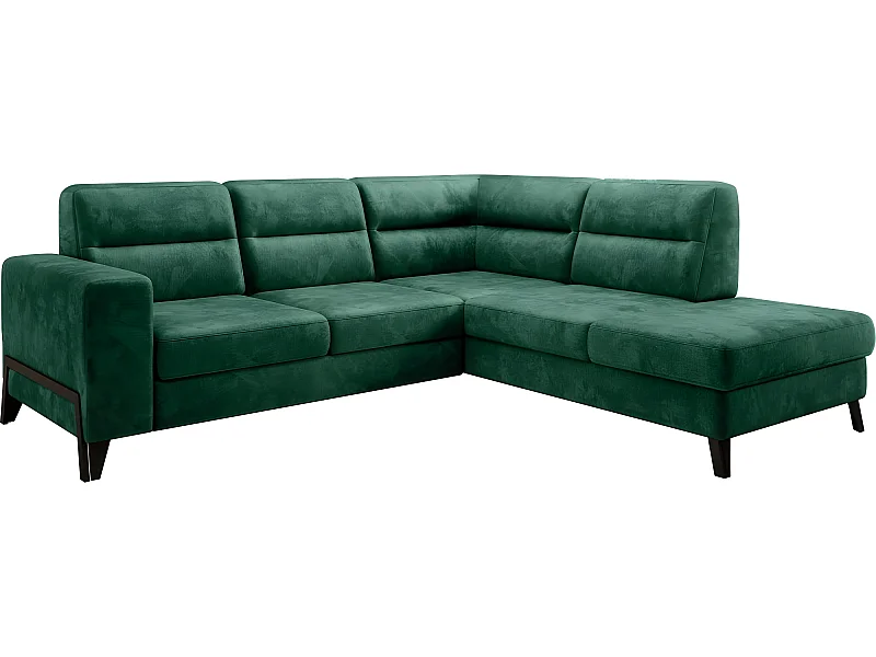 Hoekbank CASTA VELOURS in luxe groene stof, 5/6 plaatsen, om te bouwen