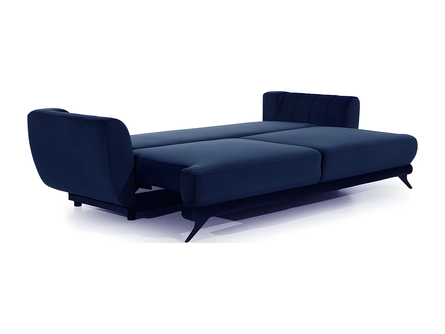 Canapé 3/4 places convertible - bleu foncé - en tissu velours de qualité luxe, MEGANE