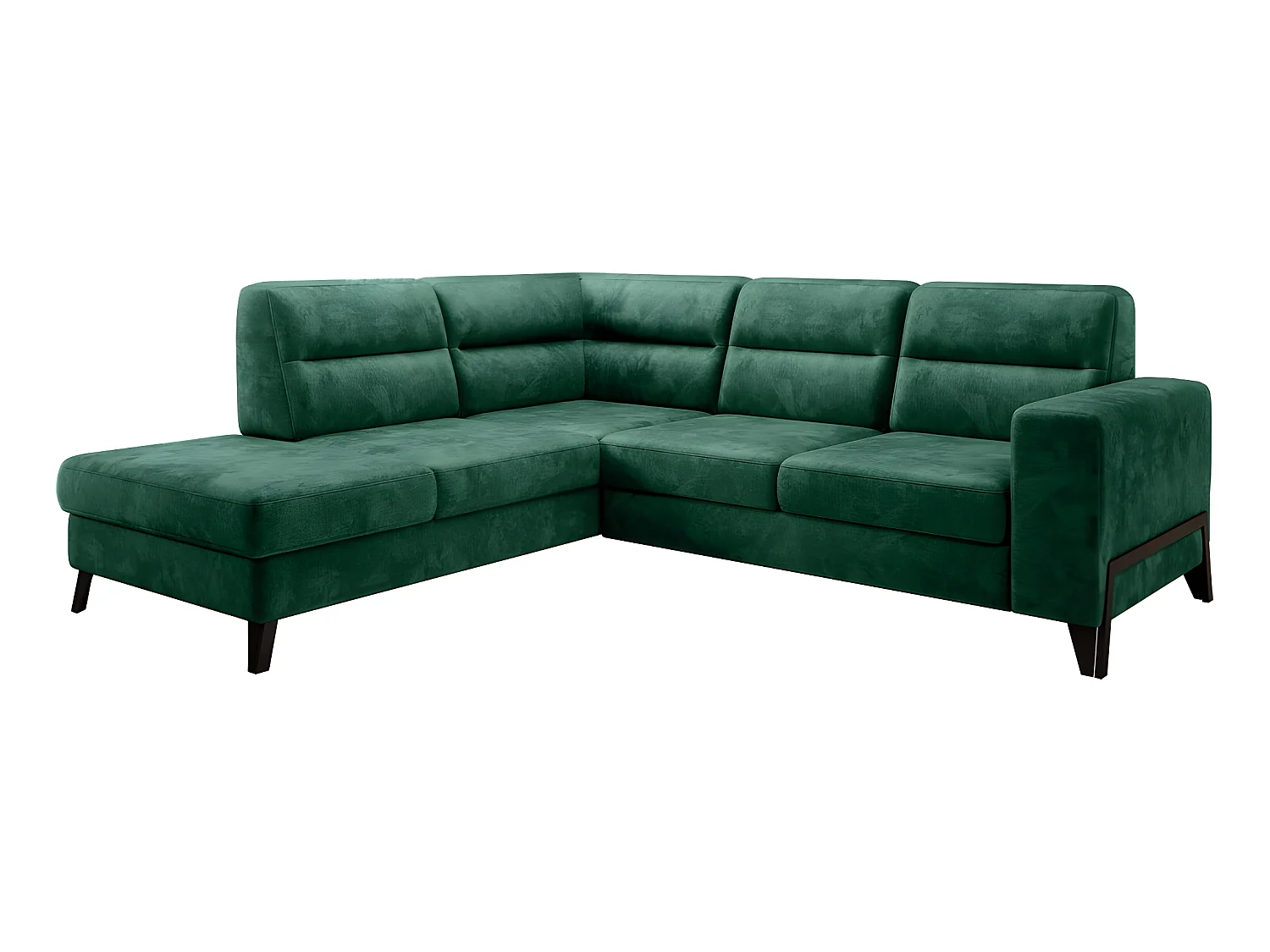 Canapé d'angle convertible - CASTA VELOURS - en tissu Luxe, VERT, 5/6 places, angle gauche (vu de face)