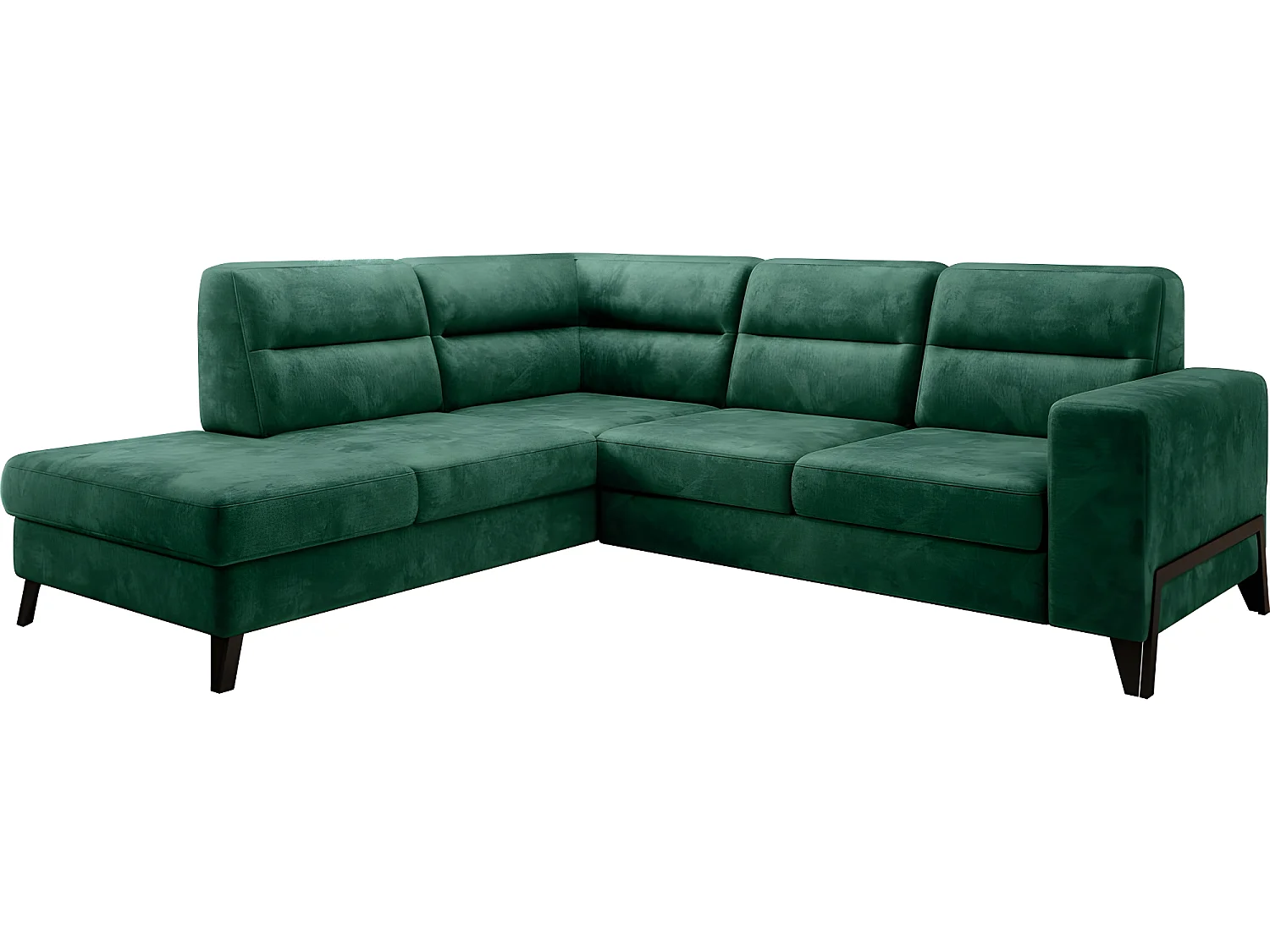 Canapé d'angle convertible - CASTA VELOURS - en tissu Luxe, VERT, 5/6 places, angle gauche (vu de face)