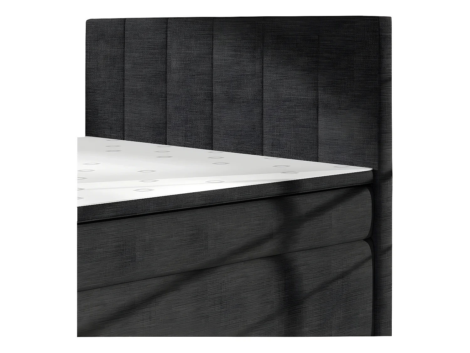Ensemble boxspring complet tête de lit + sommiers + matelas + surmatelas BORIS de VENESETTI - tissu luxe gris foncé - 160x200 cm