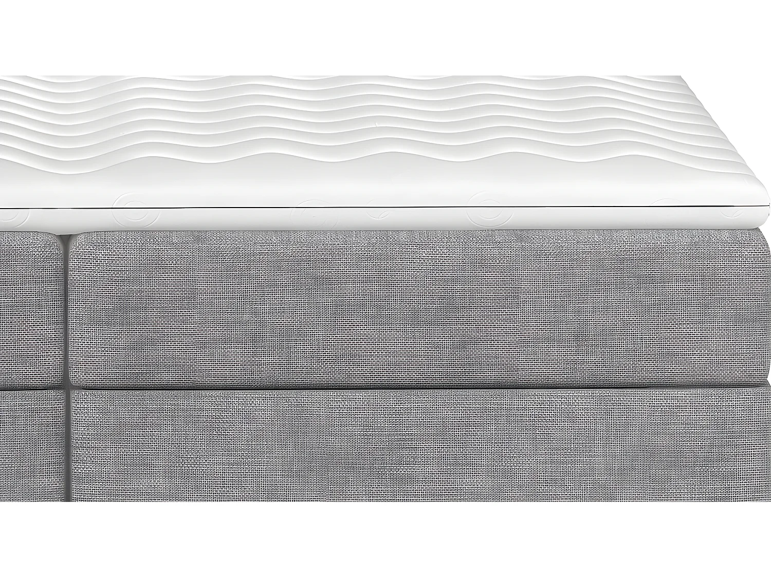 Ensemble boxspring complet tête de lit + sommiers + matelas + surmatelas AMARIS de VENESETTI - tissu luxe gris clair - 140x200 cm
