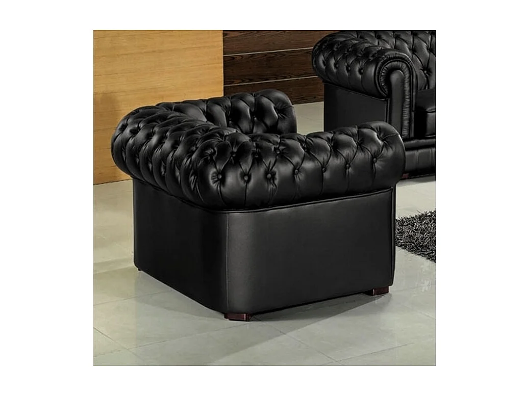 Canapé 3 places en cuir luxe italien CHESTERFIELD, noir