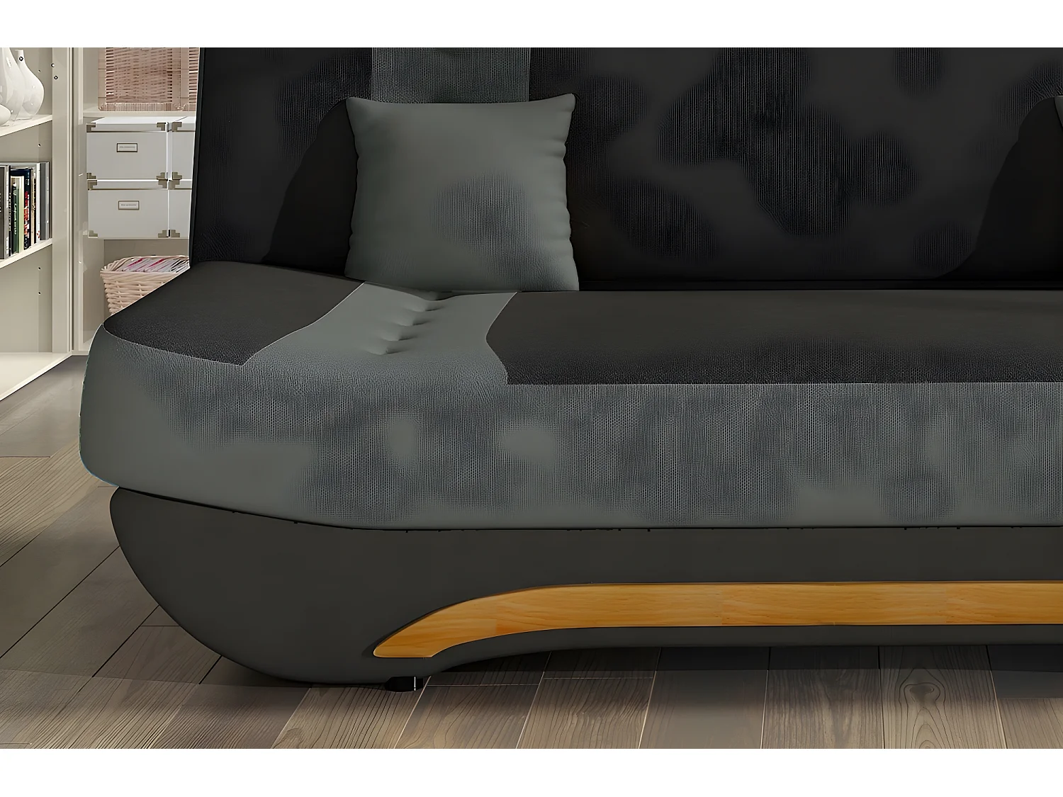 Slaapbank met opbergruimte voor 3 personen - tweekleurig antraciet/lichtgrijs van kwaliteitsstof