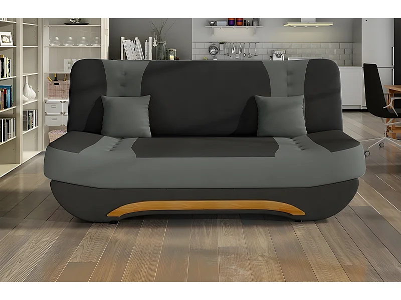 Canapé 3 places convertible et espace de rangement - bicolore anthracite  / gris clair - en tissu de qualité, EWIN