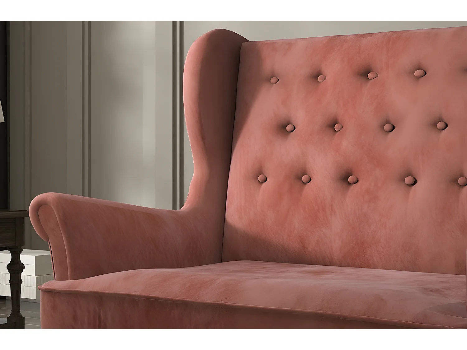 Canapé 2 places en tissu de catégorie Luxe, couleur brique - ARNAUD