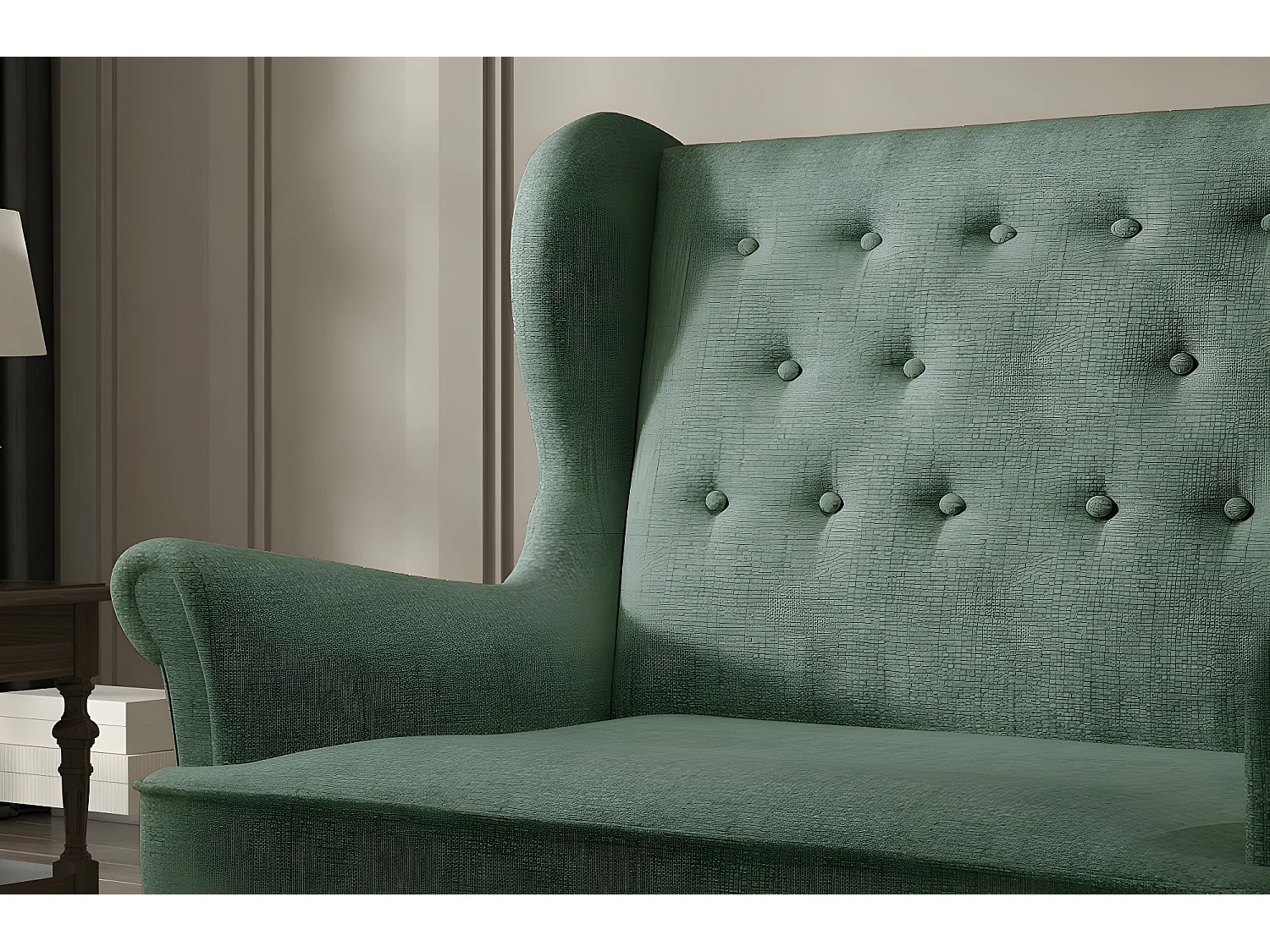 Canapé 2 places en tissu de catégorie Luxe, Vert - ARNAUD